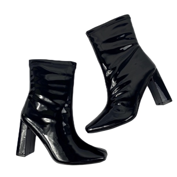 Black Patent Leather Women's Boots - Picture 3 of 4